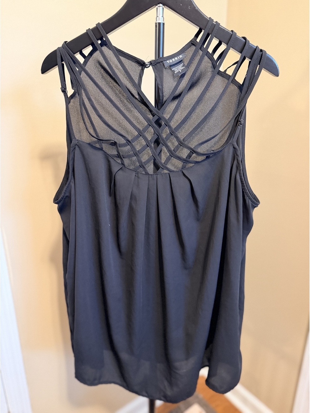 Torrid Black Sheer Caged Strappy Tank Top Women Size 2